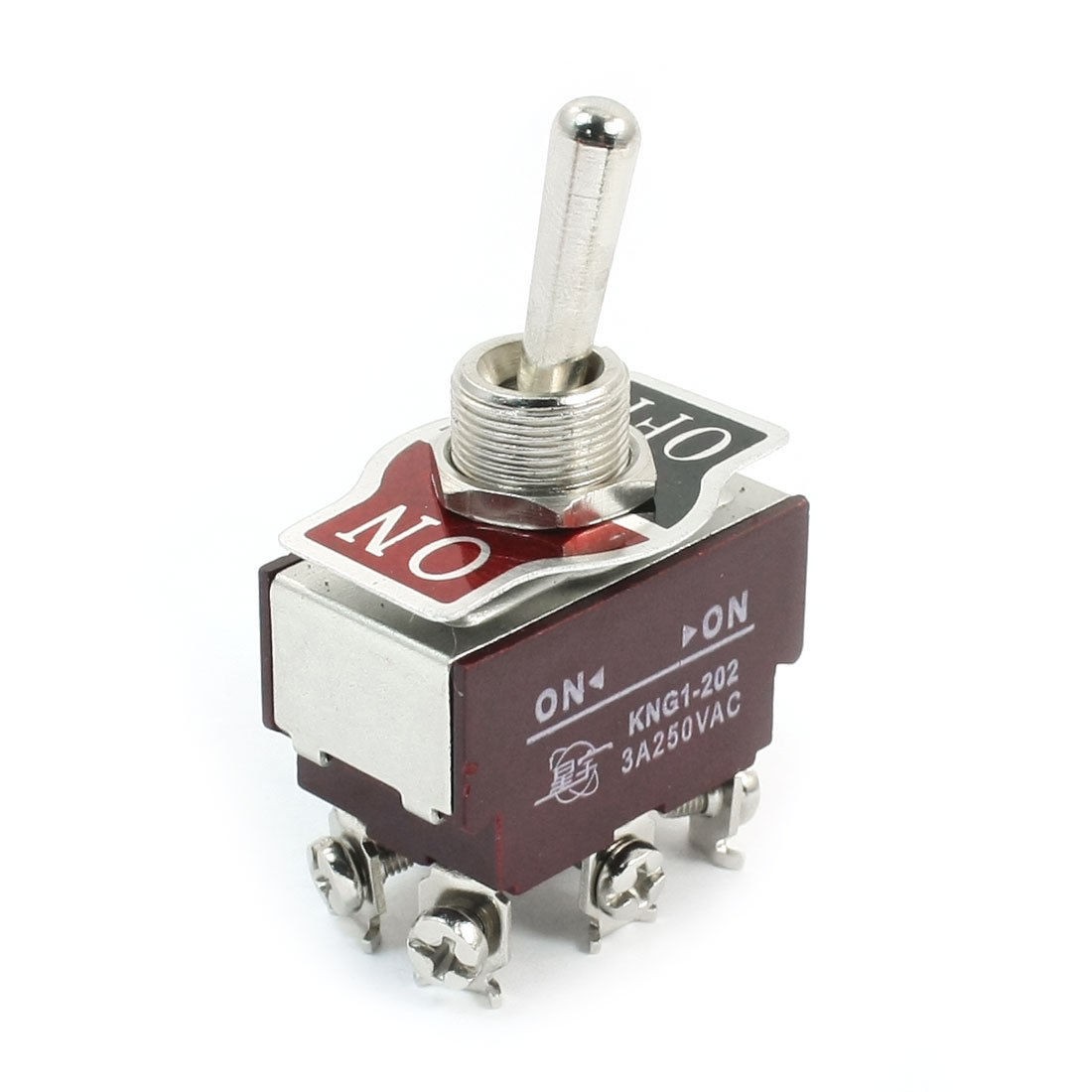 12mm Panel Mount DPDT 2 Positions 6-Terminals Toggle Switch AC250V 3A