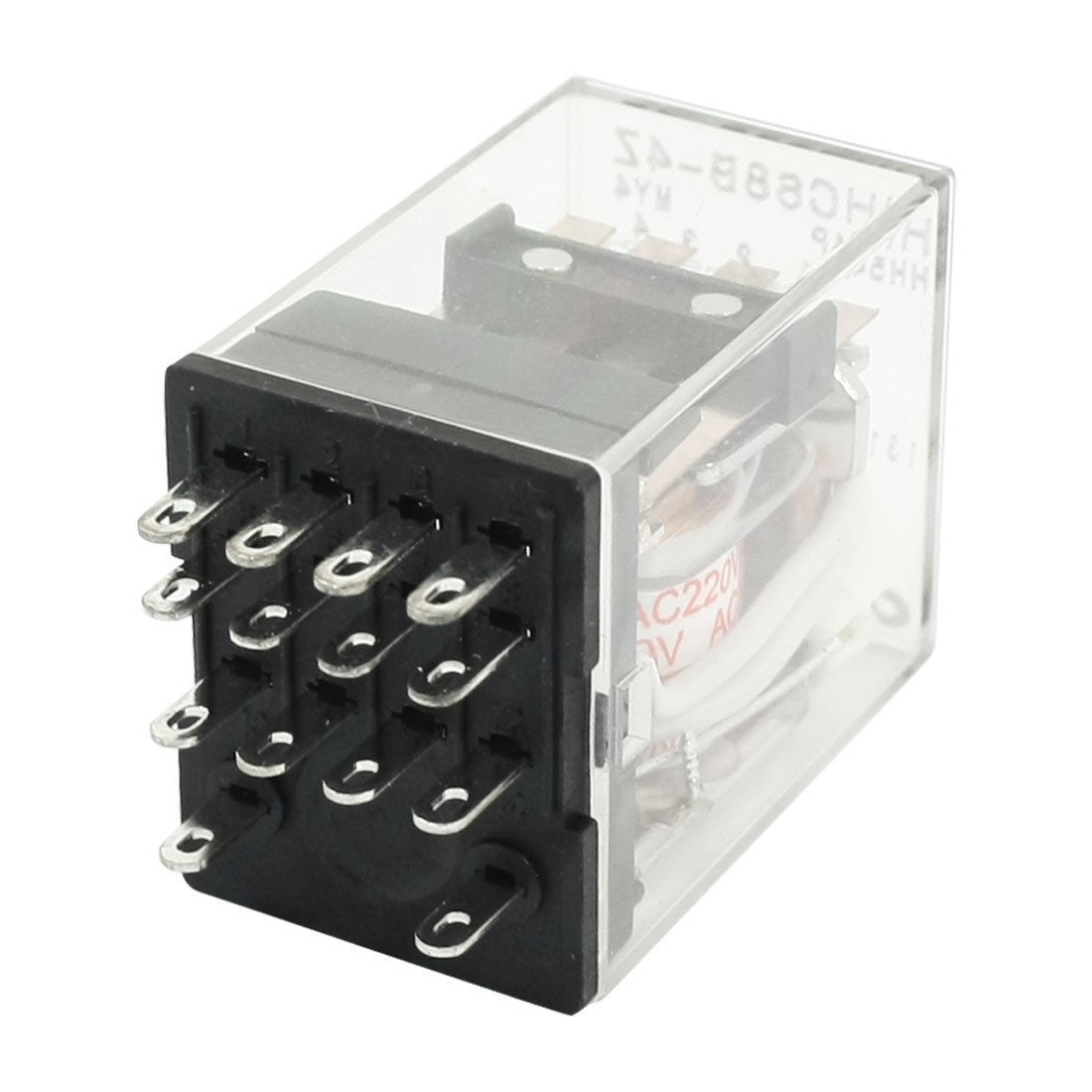 HHC68B-4Z AC 220V Coil Voltage 14-Pin 4PDT Red LED Indicator Light Power Relay