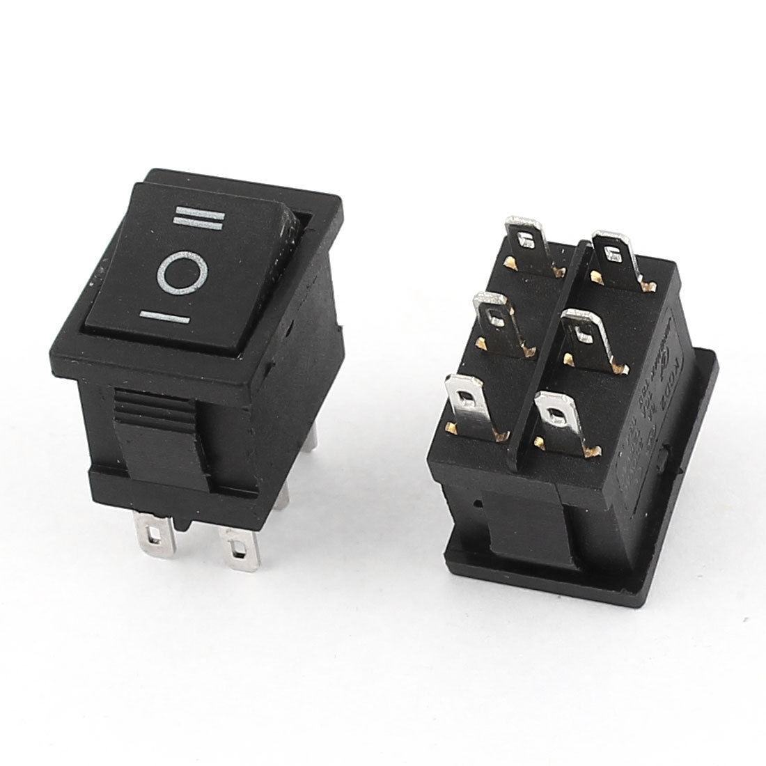 AC 250V/6A AC 125V/10A 6 Pin DPDT Snap In Rocker Boat Black 2 PCS