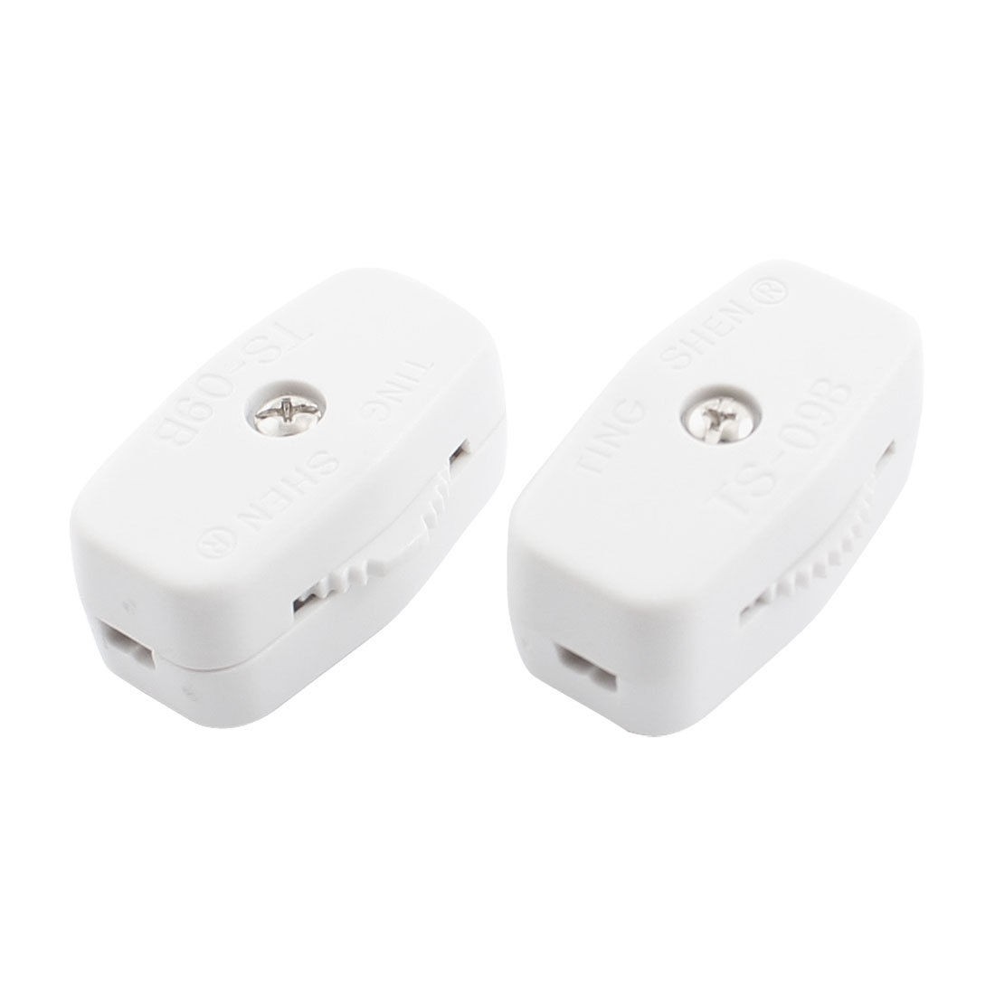 2Pcs TS-09B AC 125V 3A 2-Position White Cord Switch for 2 x 2.5mm Wire