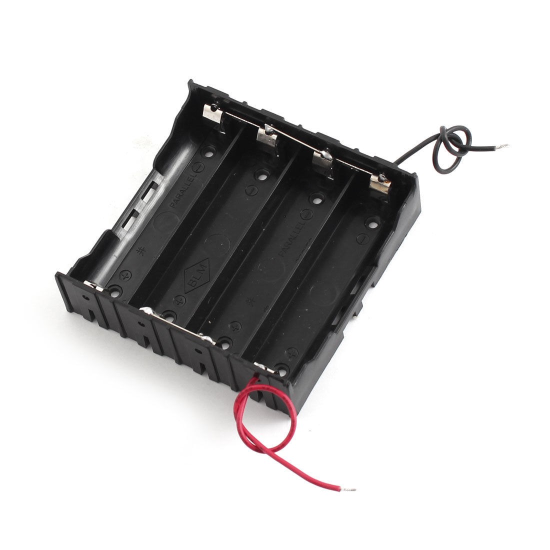 In Parallel Black Plastic 4x3.7V 18650 Battery Holder Case w 11cm Wire