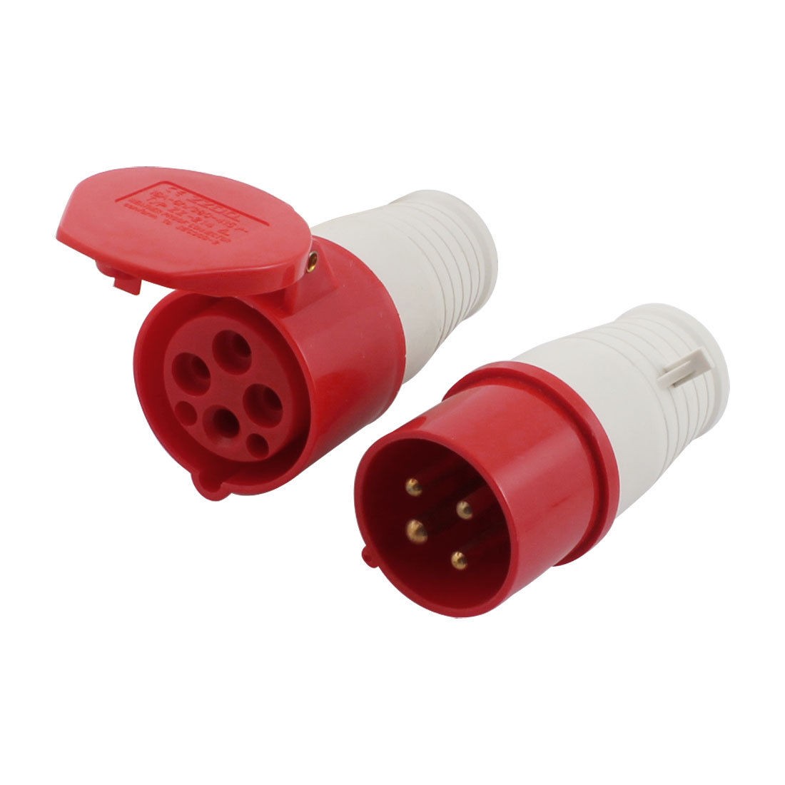 AC 380-415V 16A 3P+E IEC309-2 Round Pin Industrial Plug Socket White Red