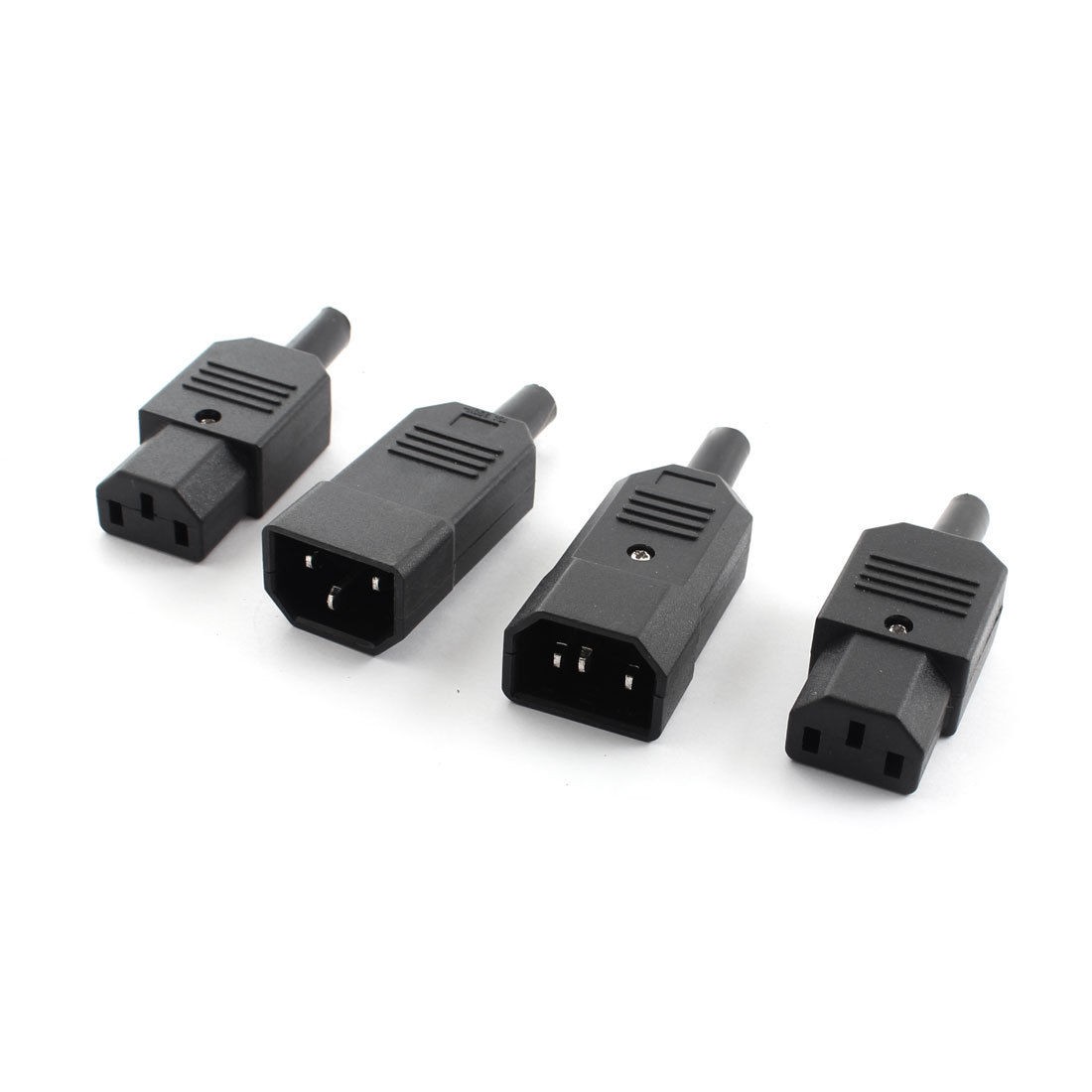 2Pairs IEC C14 Male + C13 Female Inline Rewirable Power Connector AC 250V 10A