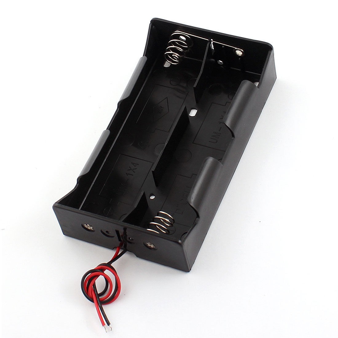 In Series 2-Slot 4 x 1.5V D Size Battery Holder Storage Case Box Black