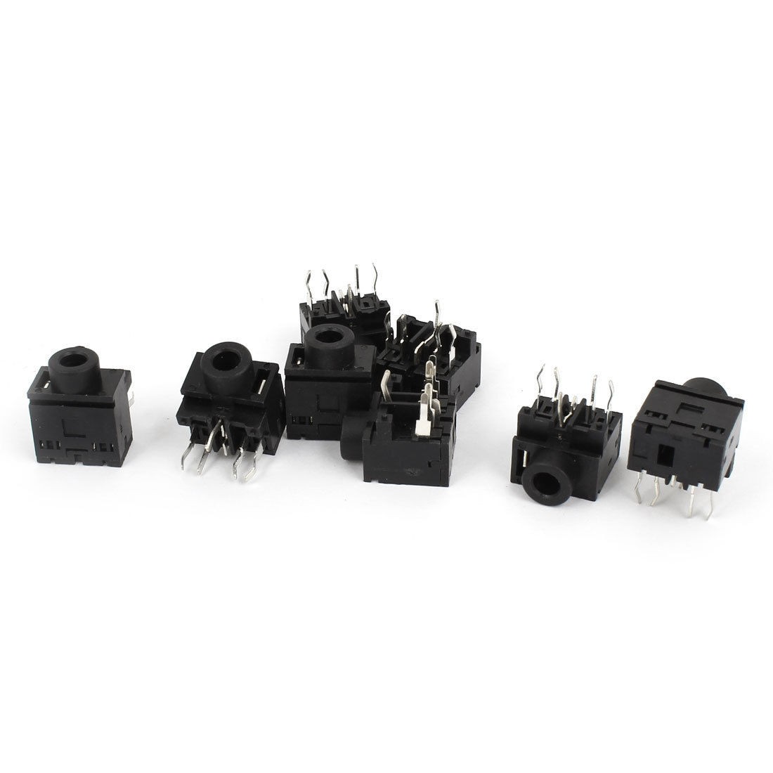 8Pcs Black Female 5 Pin 3.5mm Stereo Jacks PCB Mount Connector for Headphone