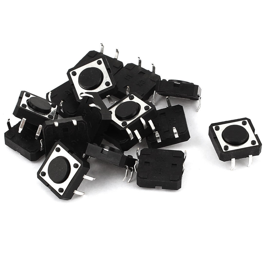 16 Pcs 12 x 12 x 4mm Momentary 4Pin DIP Micro PCB Round Button Tact Switch