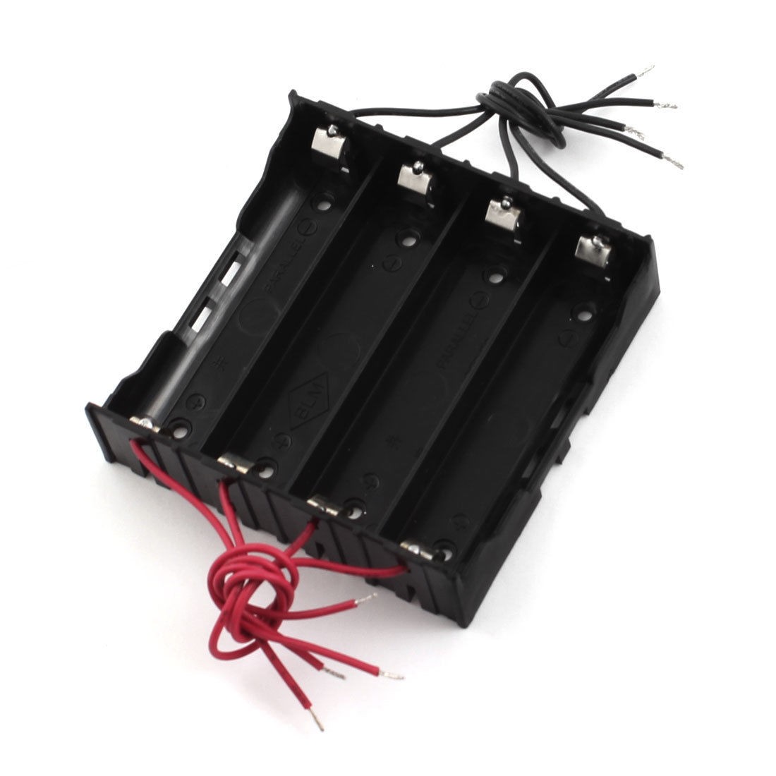 Rectangle Black Plastic 8-Wire 4 x 3.7V 18650 Battery Holder Container