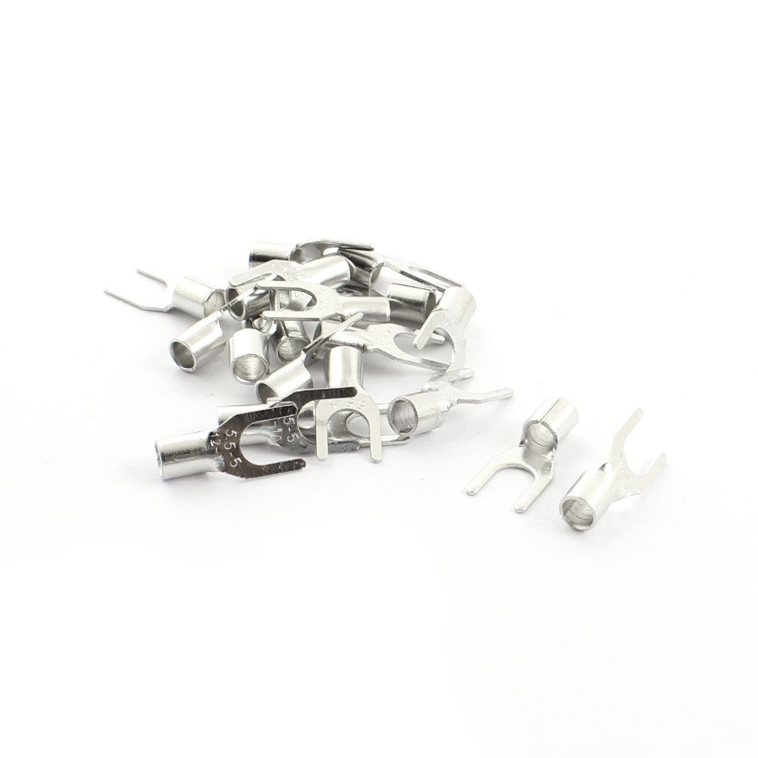 20pcs SNB5.5-5 Fork Type Non-Insulated Spade Cable Terminals for AWG 12-10