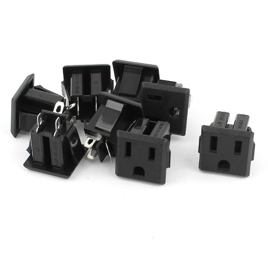 8Pcs 3pin US Plug AC 125V 15A Socket Soldering Power Adapter Connector