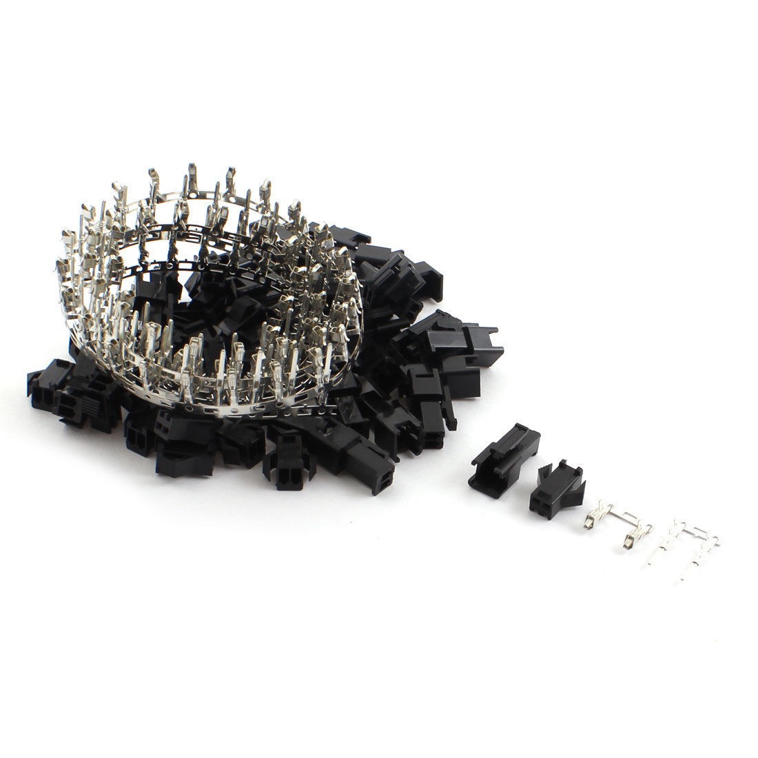 25 Sets Black Plastic Housing 2P Male Female JST SM Crimp Terminal Connector