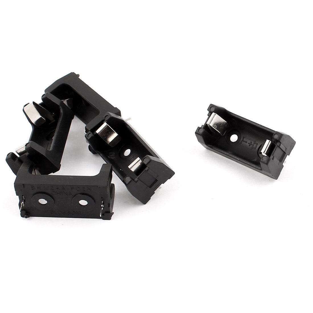 5 PCS Plastic Shell 1 x BH 1/2AA Button Cell Battery Sockets Holder Case Black