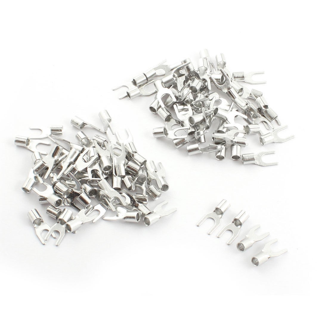 100pcs SNB5.5-5 + SNB5.5-4S Fork Type Non-Insulated Spade Cable Terminals