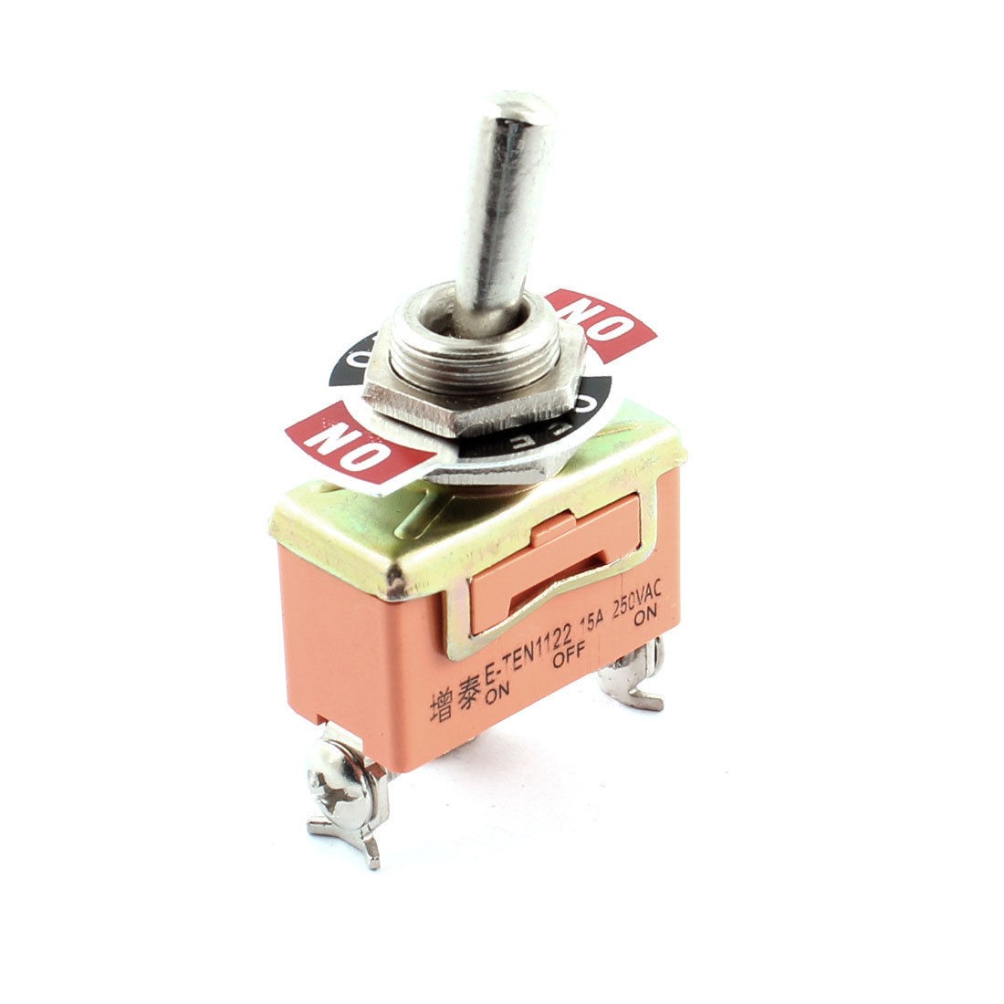 12mm Thread SPDT 3 Screw Terminals ON/OFF/ON Orange Metal Toggle Switch