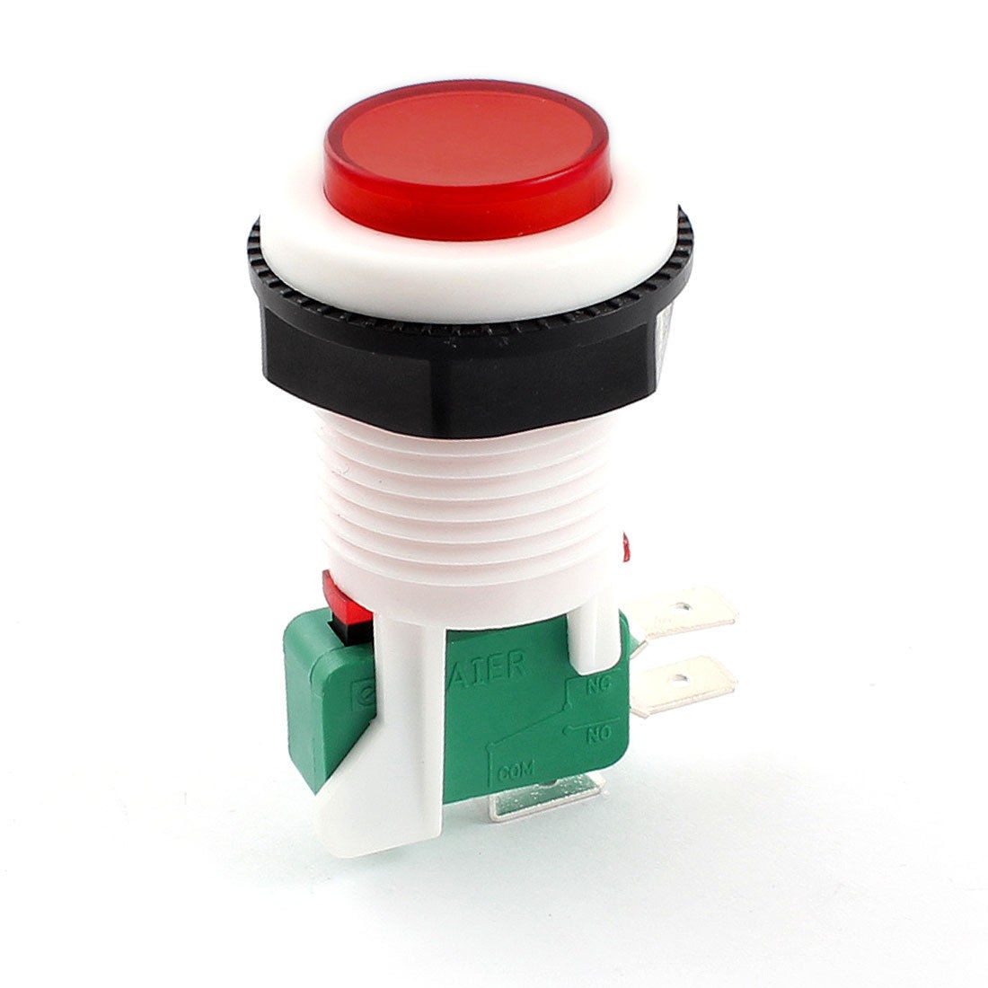 AC 250V 125V 15A 4A  27mm Thread SPDT Red Plastic Arcade Push Button Switch