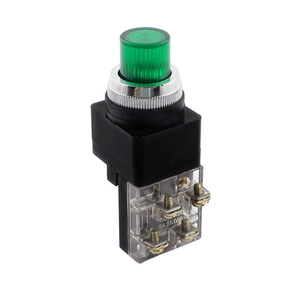 30mm Panel Mounted AC 250V 6A DPST NO NC Momentary Push Button Switch Green