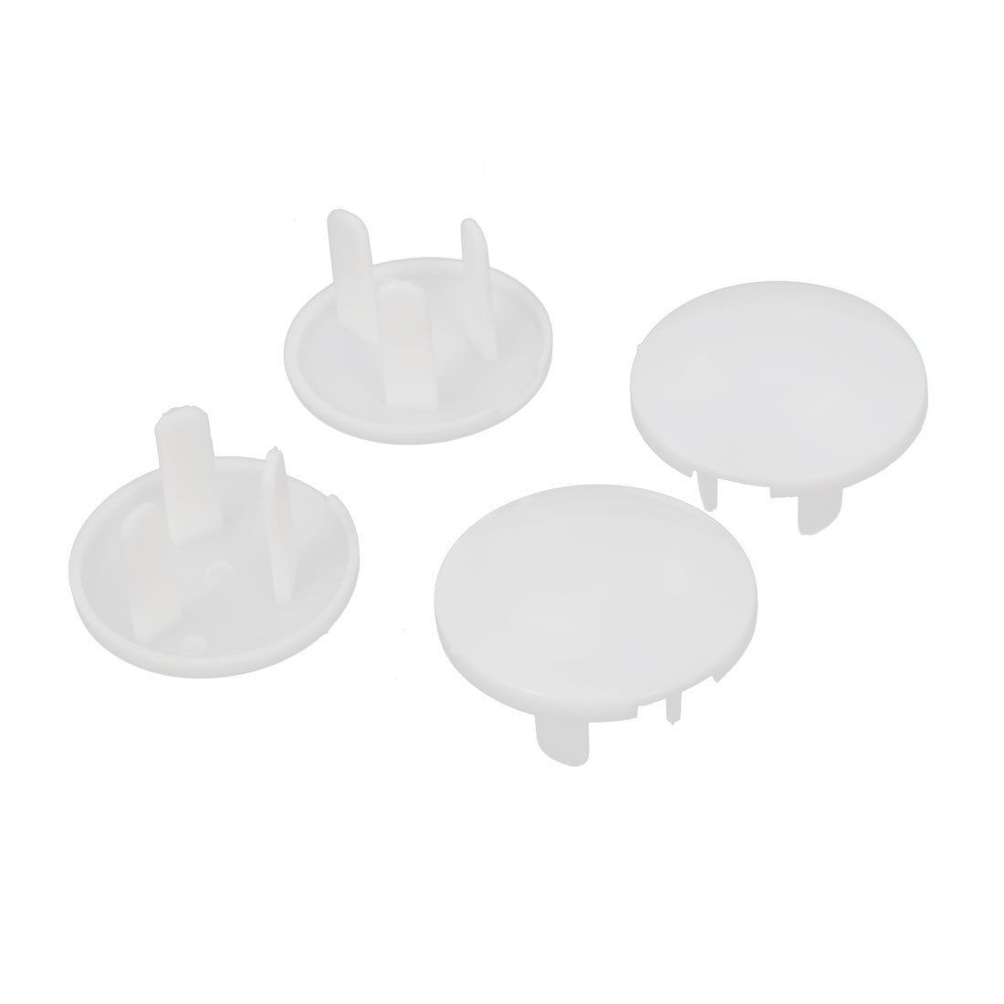 4Pcs White Plastic Ellipse 3 Pin Flat Plugs Child Protector Safety Socket Cover