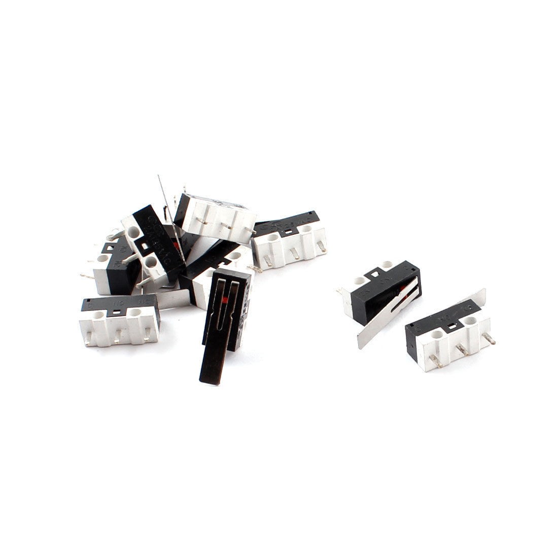 10Pcs  AC125V 2A SPDT 1NO 1NC Long Hinge Lever Momentary Micro Limit Switch