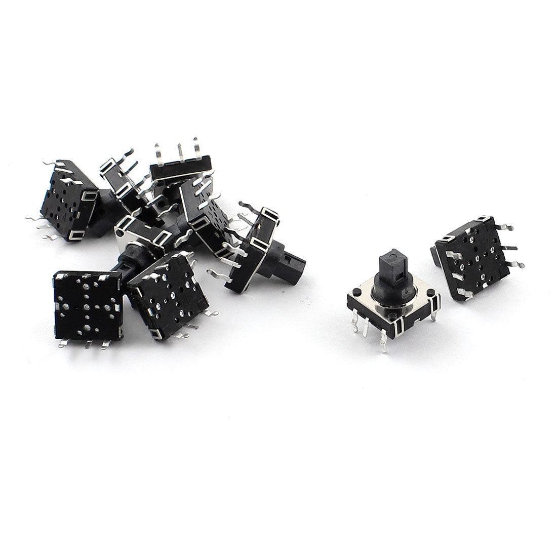 10PCS 10mmx10mmx10mm Through Hole Black Push Button Momentary Tactile Switch