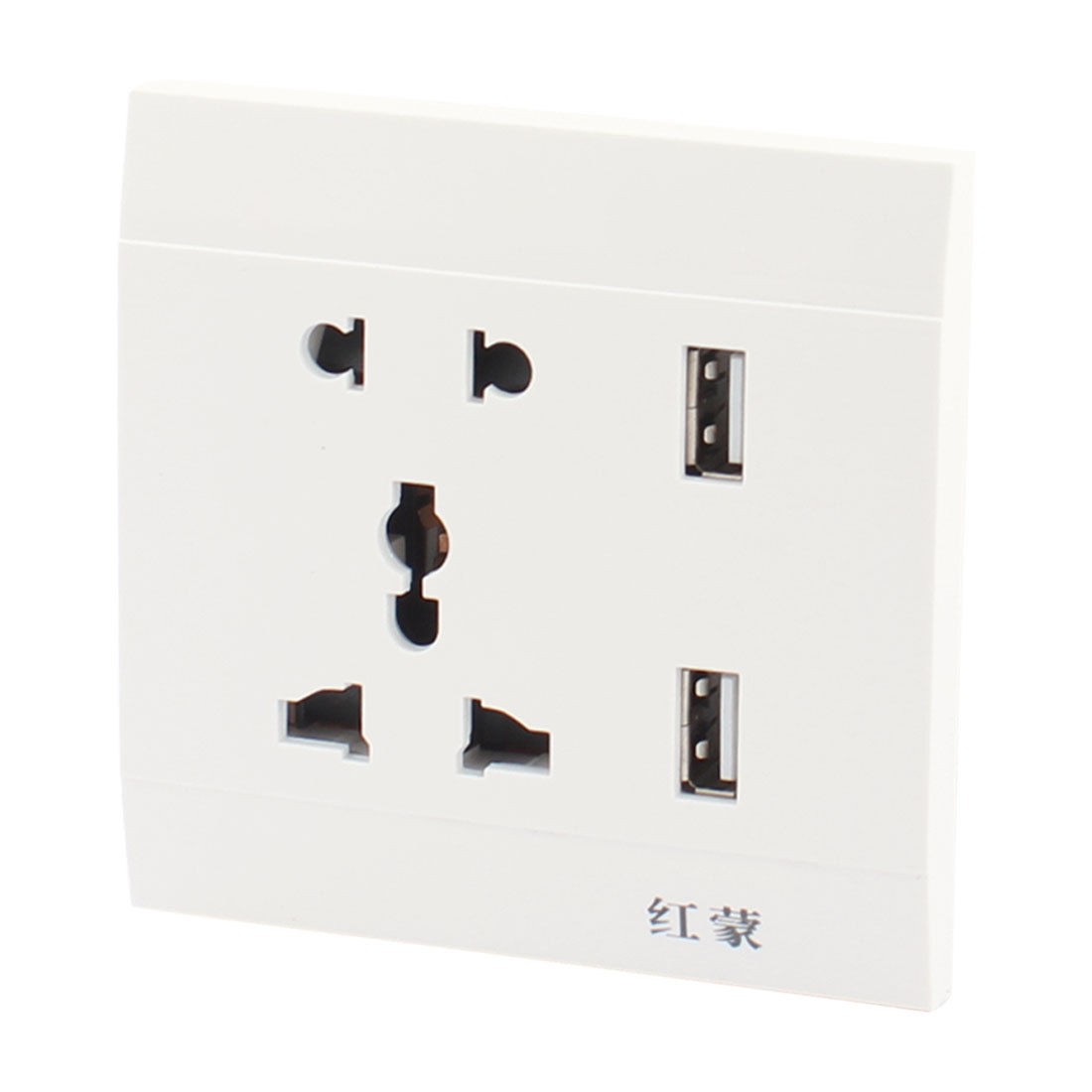 AC 110-250V 10A White Universal Wall Outlet Power Plate 2 x USB Interface Ports