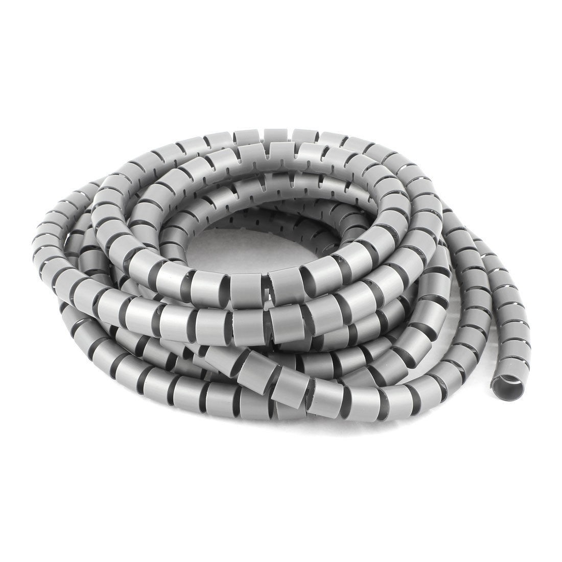 5 Meter 16.4ft 15mm Dia Gray Plastic Wrapping Bands Cable Organizer Wrap