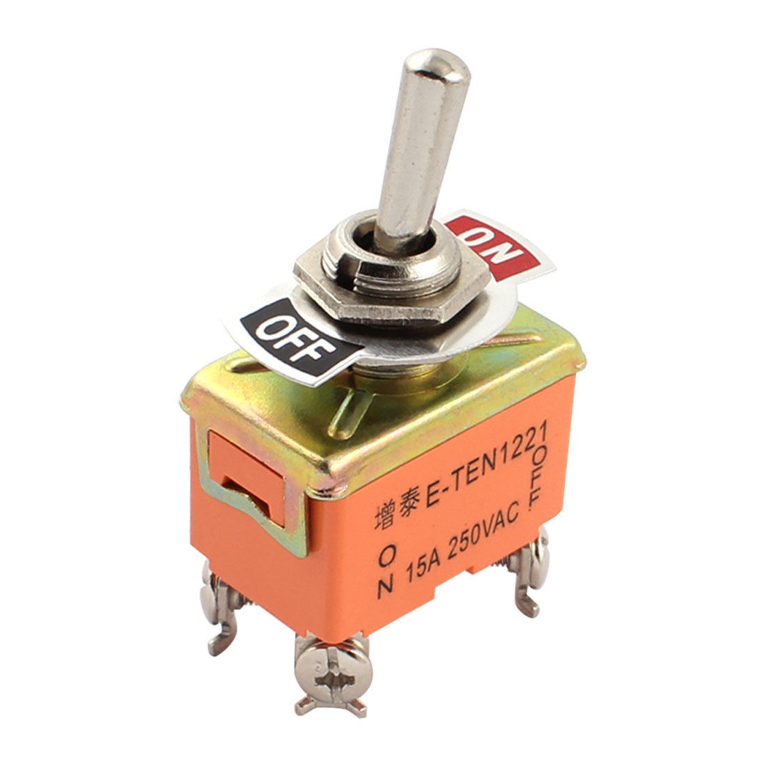 12mm Thread Panel Mount DPST 4 Screw Terminal Latching Toggle Switch