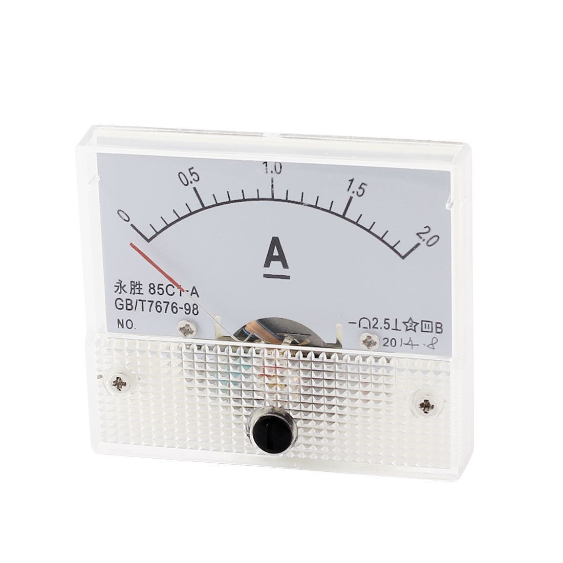 85C1-A DC 2A Rectangle Analog Panel Ammeter Gauge Amperemeter Class 2.5