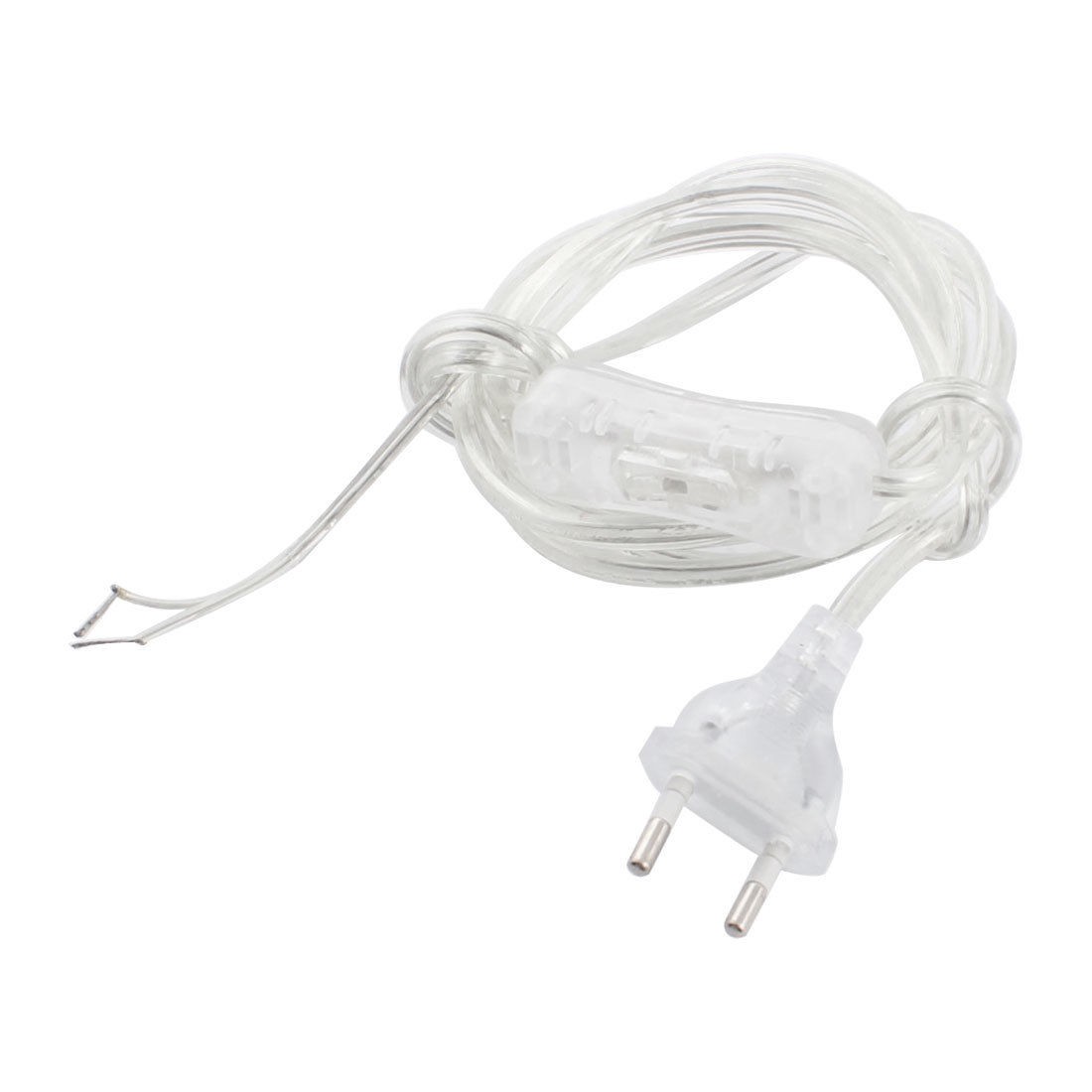 Clear EU Plug Locking Power Cord Inline Button Switch 1.8M AC250V 6A AC125V 2A