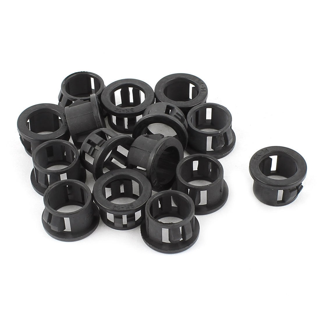 15x Black Round Cable Hose Harness Snap in Bushing Plugs Grommet 12mm Hole Dia