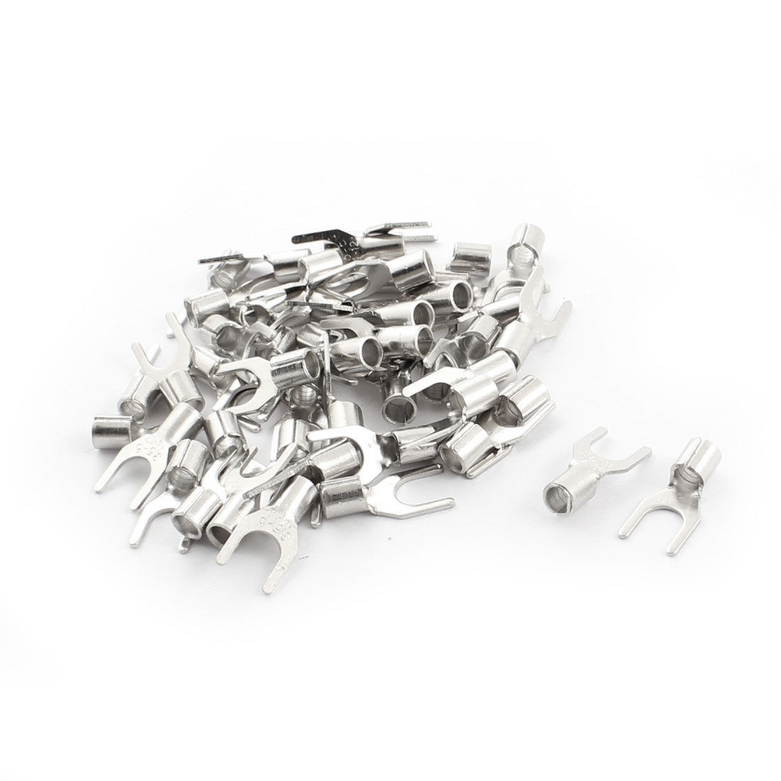 50pcs SNB3.5-5 Fork Type Non-Insulated Spade Wire Terminals for AWG 14-12