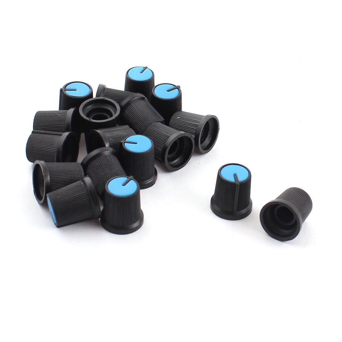 18 x Blue Black Plastic Nonslip Potentiometer Knobs for 6mm 15/64" Shaft
