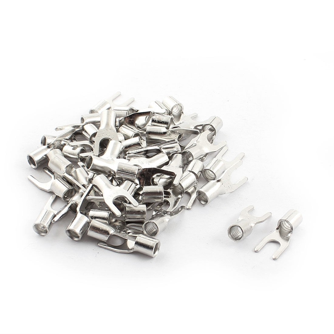 50pcs SNB5.5-4S Fork Type Non-Insulated Spade Cable Terminals for AWG 12-10