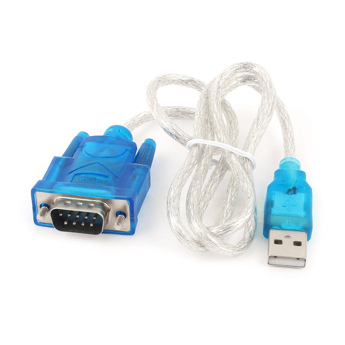 80cm USB 2 0 to DB9 RS232 Serial Converter 9pin Adapter Cable Clear Blue x 10
