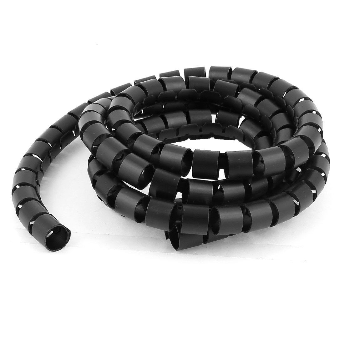 1.5m 5ft 15mm Inner Dia Black Spiral Wrapping Bands Cable Organizer Wrap