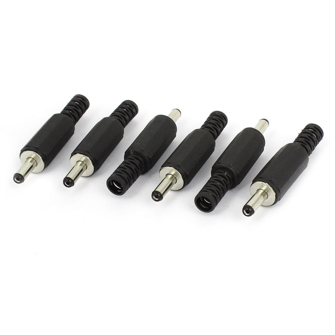 6 Pcs 1.3mm x 3.5mm Male DC Power Plug CCTV Coaxial Connector Black