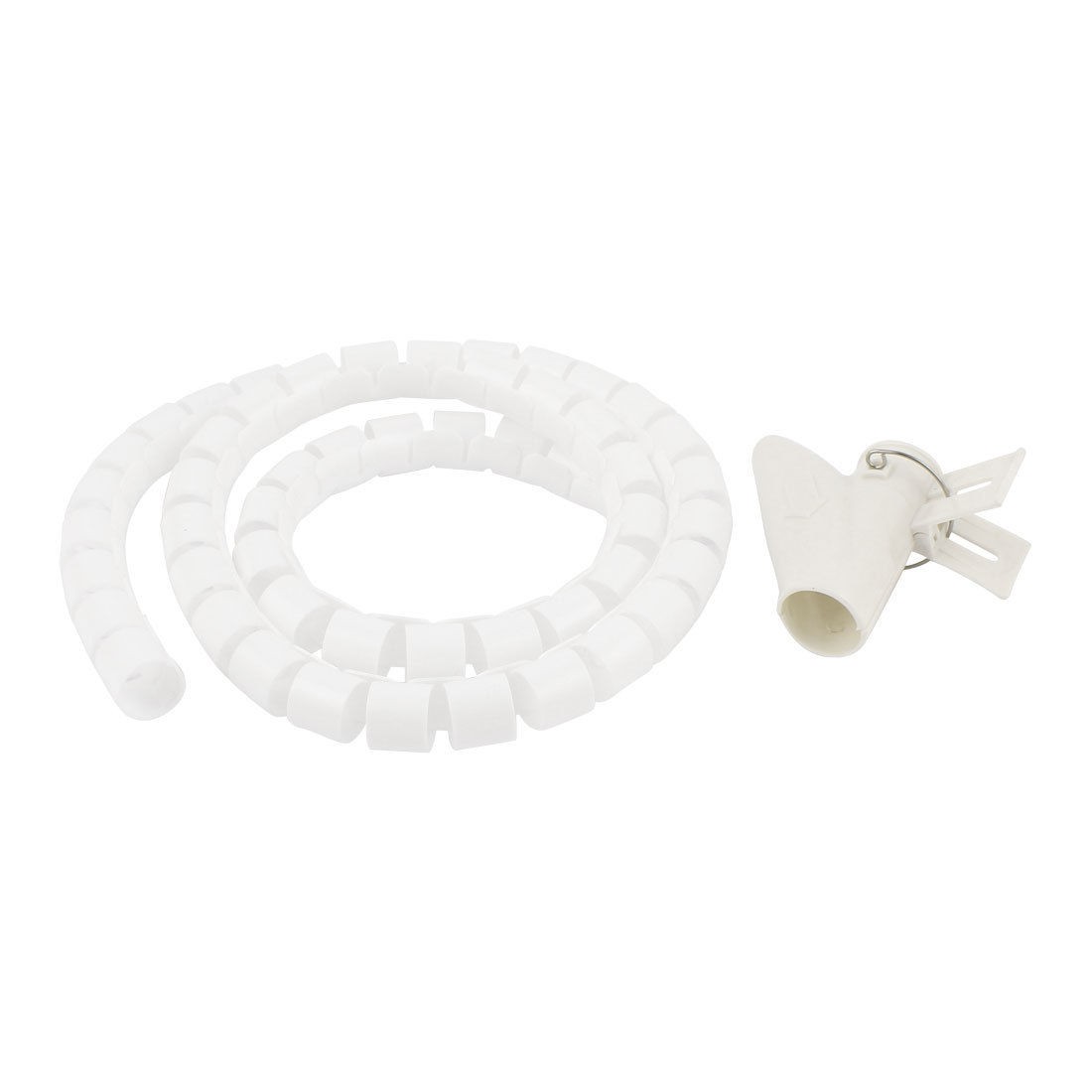 Flexible Spiral Tube Cable Wire Wrap PC Cord Management w Clip 1M 3Ft White