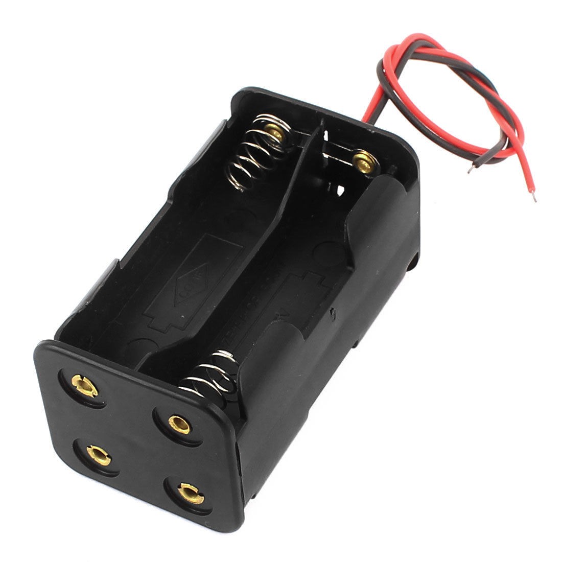 Dual Side 2-Wire Spring Loaded 4 x 1.5V AA Battery Holder Case