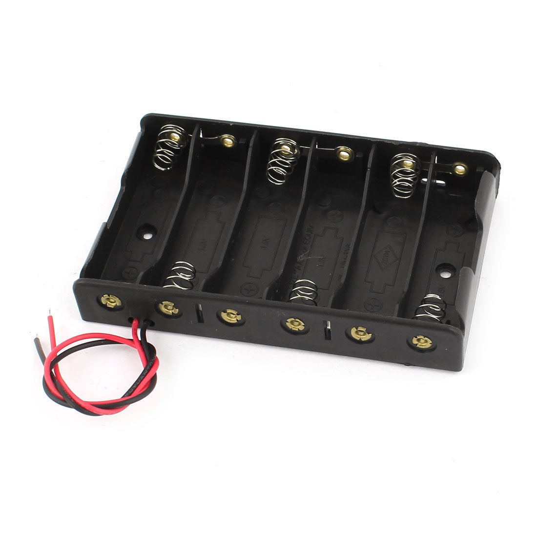 Black Plastic Wires Lead Holder Storage Case for 6 x 1.5V AA Battery