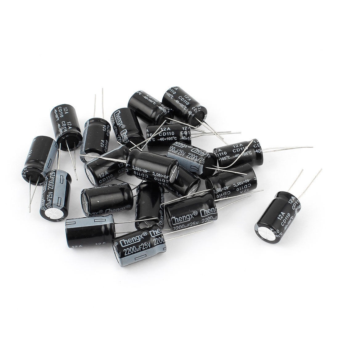 20pcs Through Hole 13mm Dia Cylindrical Electrolytic Capacitor 25V 2200uF