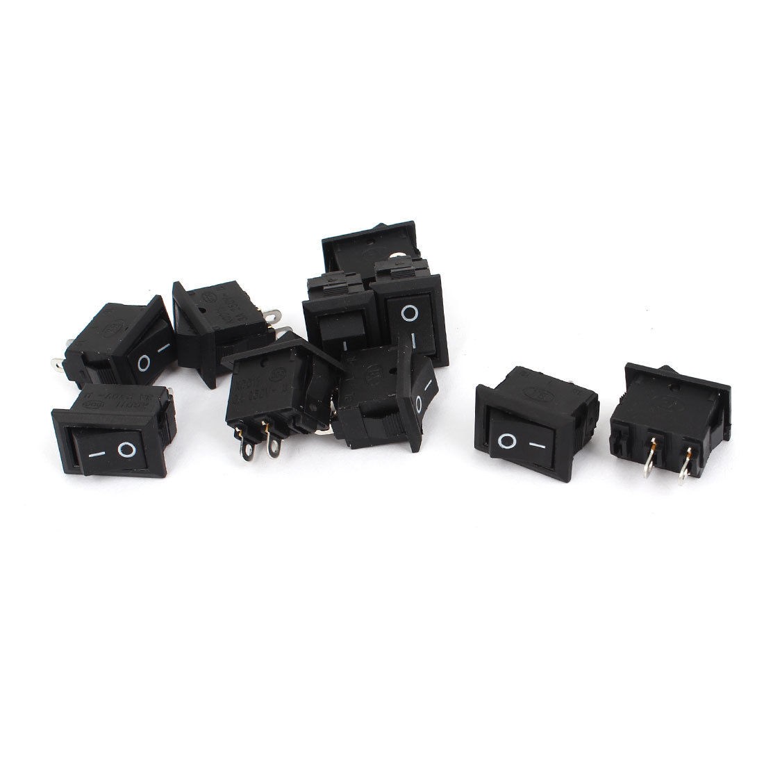 10 x AC 250V 3A 125V 6A SPST 2position Snap in Mount Rocker Switch Black