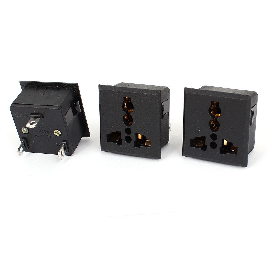 AU EU UK US AC 250V 13A 3 Pin Pannel Mounting Power Socket 3 Pcs