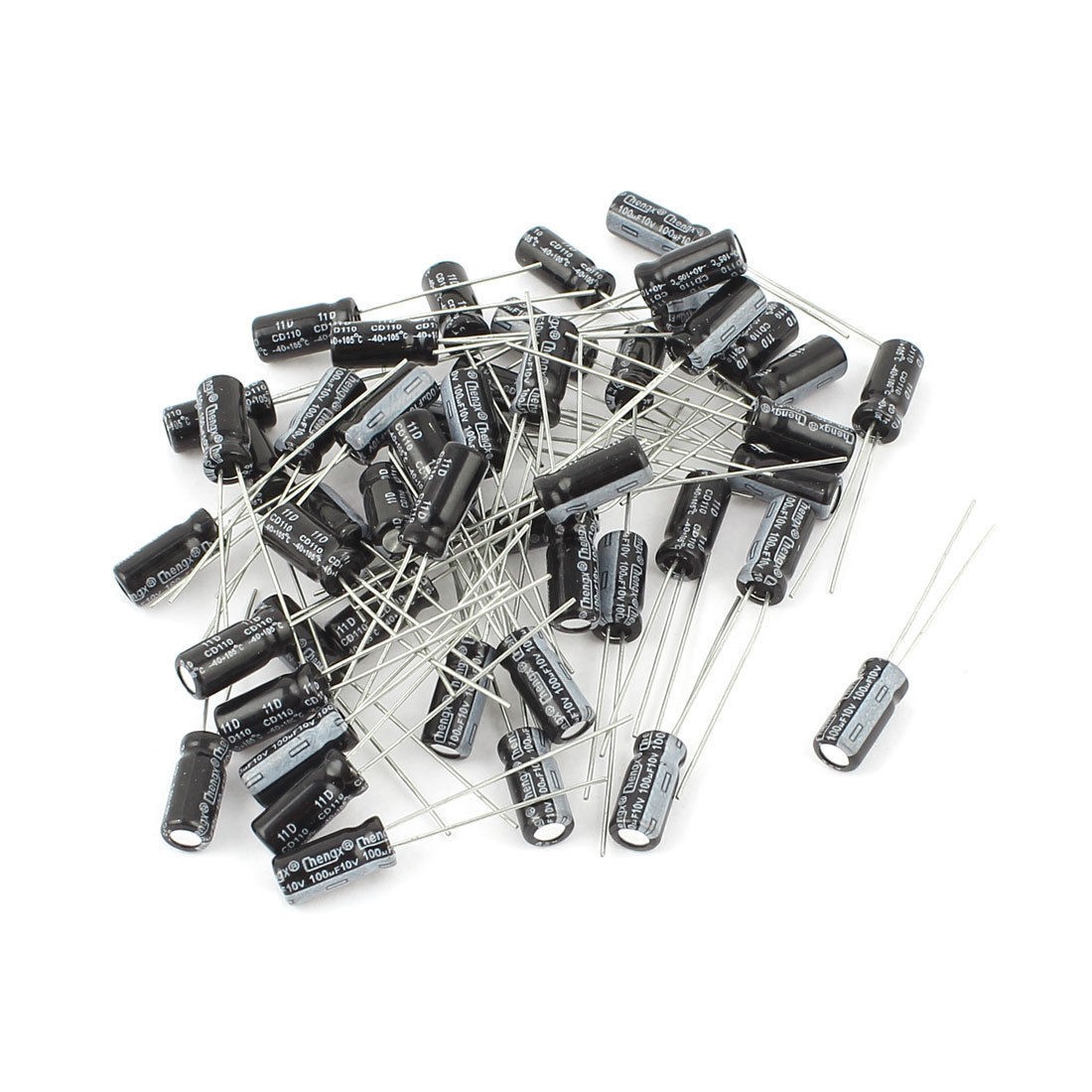 10V 100uF Radial Lead 5mm x 11mm Cylindrical Electrolytic Capacitor 50pcs