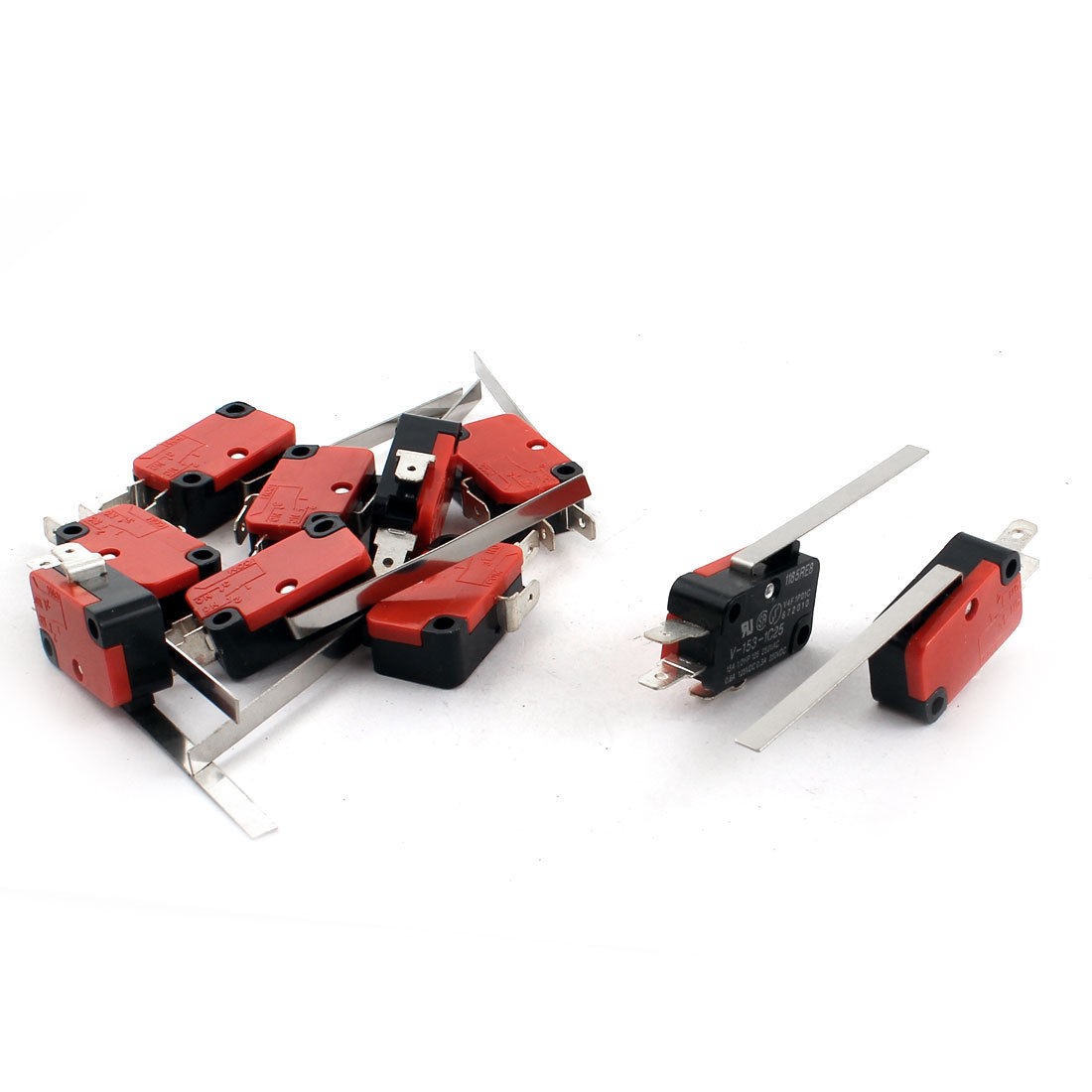 10pcs SPDT 3 Pins Long Straight Hinge Lever Momentary V 153 1C25 Micro Switch