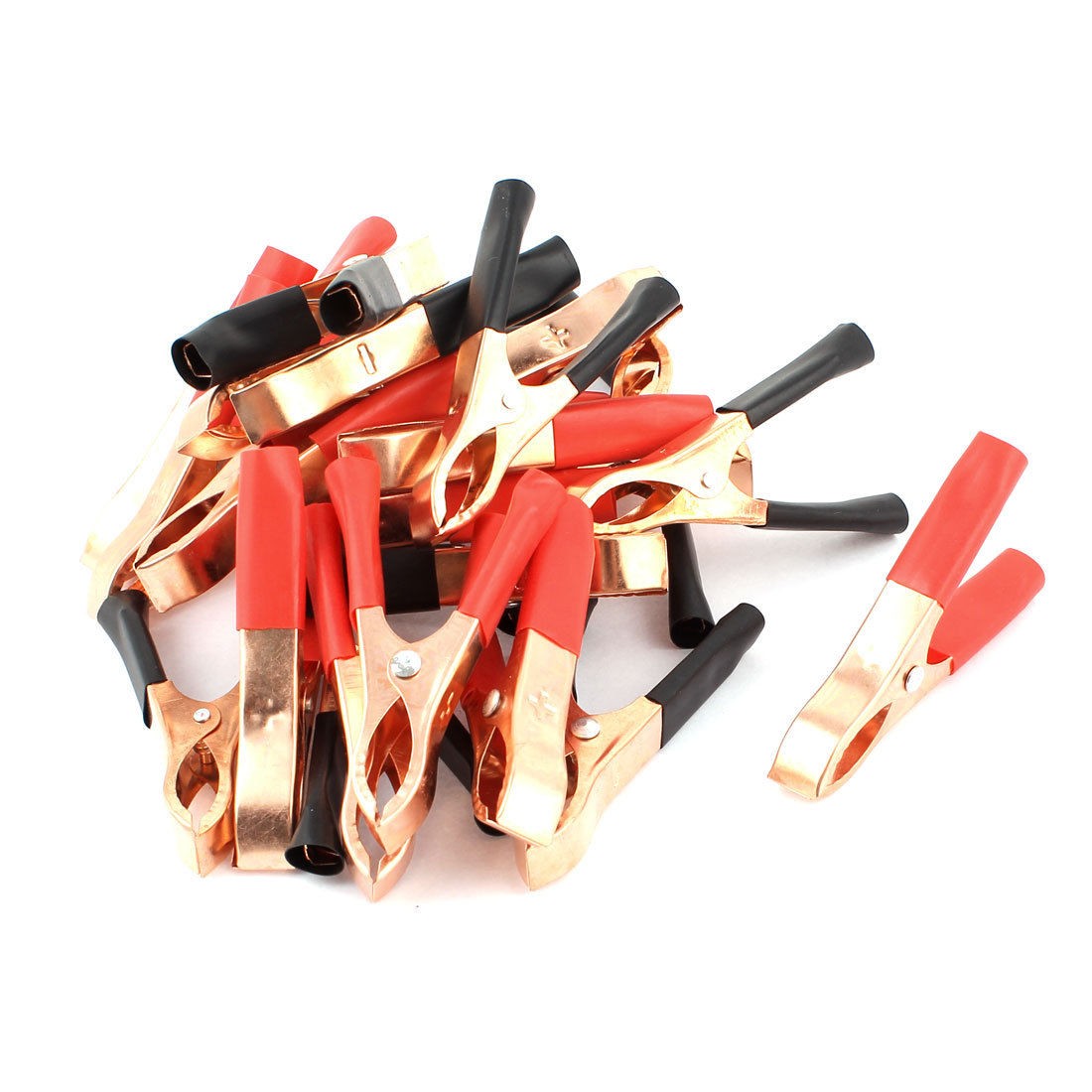 22pcs Copper Plated Car Battery Test Alligator Clip Red Black AC 450V 50A