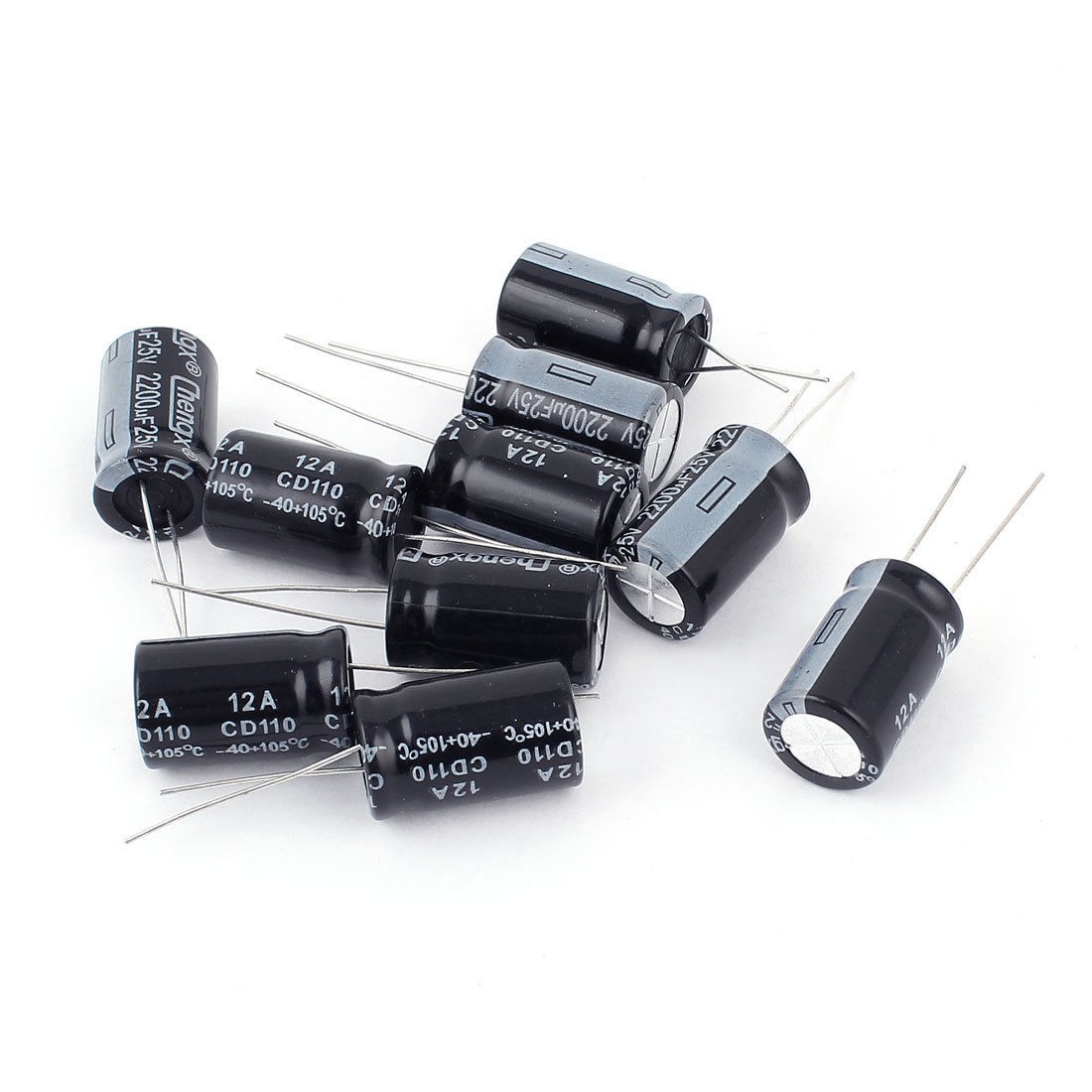 10pcs Dual Radial Leads Polarised Aluminium Electrolytic Capacitor 25V 2200uF
