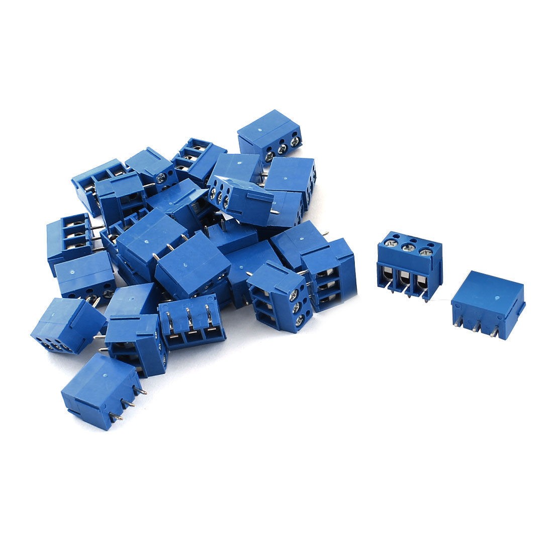 30 Pcs 3P Plug in Screw Terminal Block Connector 5 08mm Pitch Blue