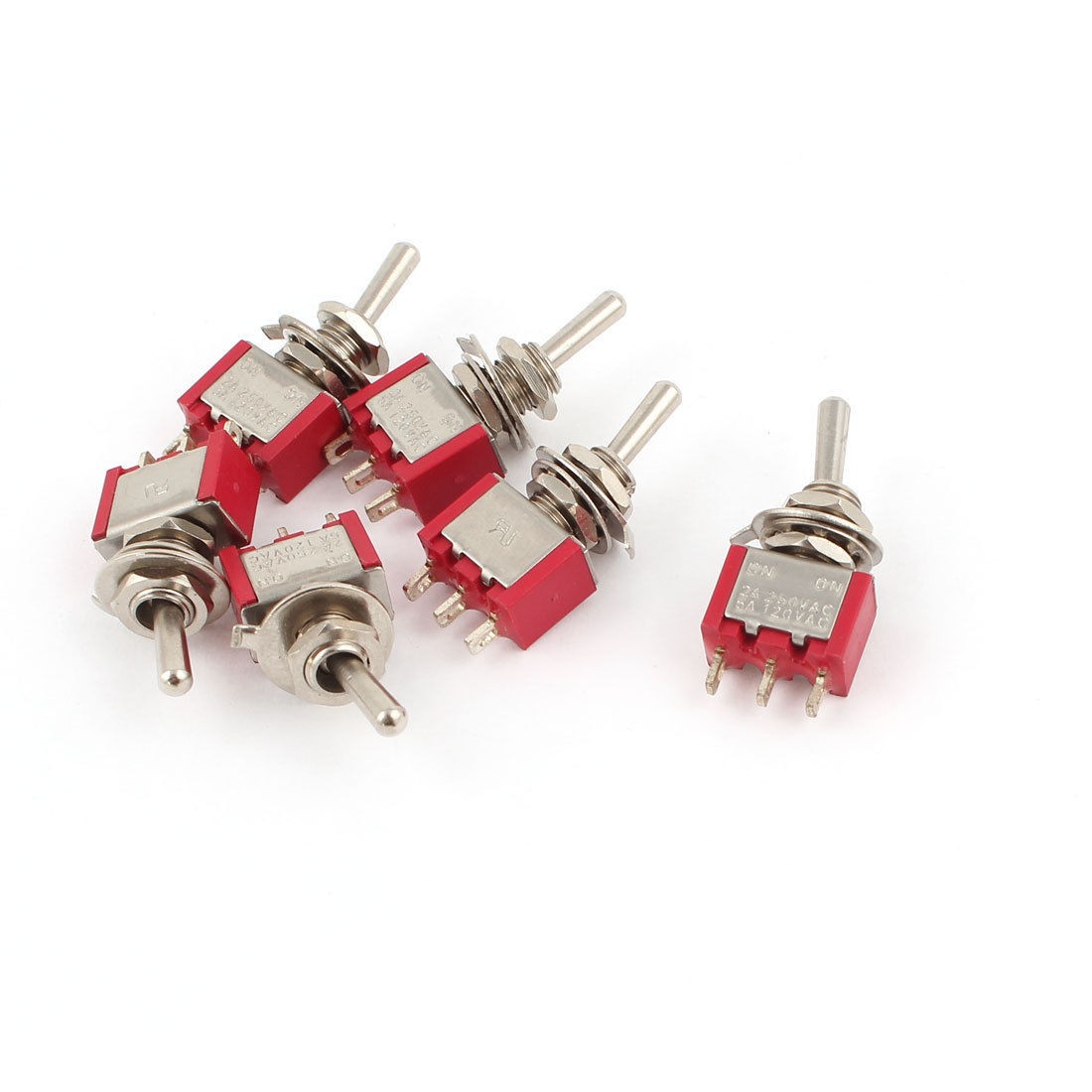 6pcs AC 250V 2A 120V 5A SPDT on on 3 Prong Terminal Toggle Switch