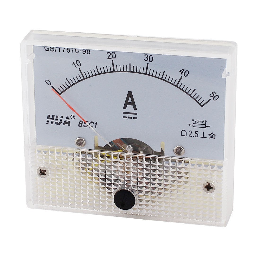 85C1 DC 0 50A Range Rectangle Panel Analog Ammeter Meter Amperemeter Gauge
