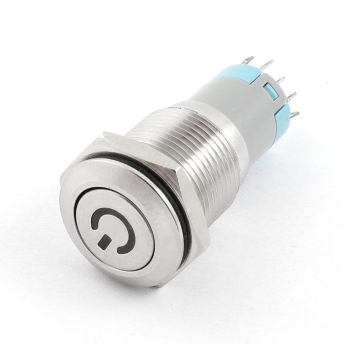 DC12V 16mm SPDT Momentary Blue LED Light Stainless Steel Push Button Switch