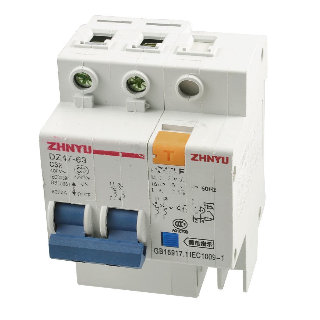 DZ47LE 32A Rated Current AC400V 2 Pole ELCB Earth Leakage Circuit Breaker