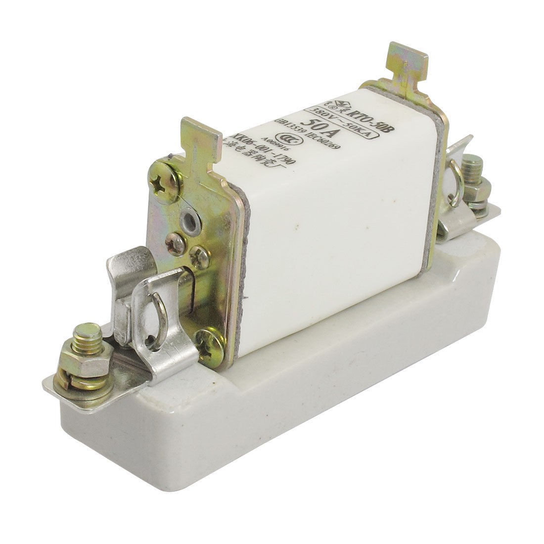 380V 50KA 50A Short Circuit Protection Fuse Link w Ceramic Base RTO-50B